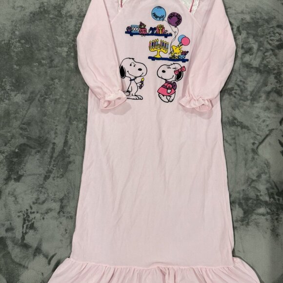 Vintage 1988 Peanuts Snoopy & Belle Happy Holiday Nightgown Girls Size 14/16 - Picture 1 of 7